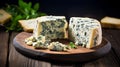 Delicious Roquefort Cheese Horizontal Background.