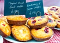 Delicious round raspberry tarts Royalty Free Stock Photo
