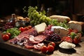 Delicious Rustic Farm Products. Homemade Bread, Cheese, Cottage Cheese, Sausages, Lard and Olive Oil