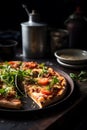 Delicious rustic traditional Italian pizza with cherry tomatoes