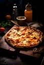 Delicious rustic traditional Italian pizza with cherry tomatoes