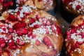 Delicious brioche with pralines and sugar Royalty Free Stock Photo