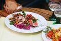 Delicious salad with chanterelles and figues Royalty Free Stock Photo