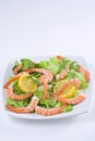 Delicious salad of fresh prawns Royalty Free Stock Photo