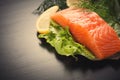 Delicious salmon fillet, rich in omega 3 oil