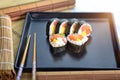 Delicious salmon and mango sushi