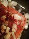 Delicious salmon with onion