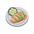 Delicious Salmon Tacos with Salsa Verde Royalty Free Stock Photo