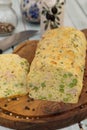 Salty cake with peas and ham