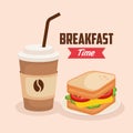 Delicious sandwich with coffee plastic cup Royalty Free Stock Photo