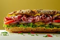 Delicious Sandwich with Cured Meat and Vegetables