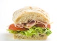 Delicious sandwich of ham cheese lettuce tomato Royalty Free Stock Photo