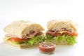 Delicious sandwich of ham cheese lettuce tomato Royalty Free Stock Photo