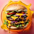 Delicious sandwich junk food diet double cheeseburger hamburger Royalty Free Stock Photo