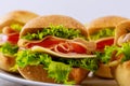 Delicious sandwiches made from ciabatta roll with ham Royalty Free Stock Photo