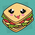Delicious sandwish kawaii character