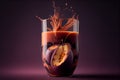 Delicious Sapodilla Plum- Sapota Fruit Juice Splashed Over a Dark and Moody Background