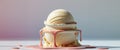 A delicious scoop of ice cream with drippings and splashes. Royalty Free Stock Photo