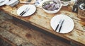 Delicious Sea Food Wooden Table Bench Shore Concept Royalty Free Stock Photo