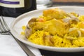 Delicious seafood paella and chicken rice yellow