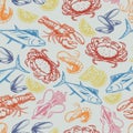 Delicious seafood pattern seamless colorful