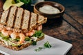 Delicious seafood sandwich with prawns