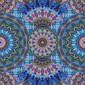 Delicious seamless pattern with multi-colored mandalas in ethnic style. Print for fabric in sapphire, emerald, raspberry and brown Royalty Free Stock Photo