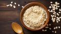 Delicious Seasoned Oats In A Wooden Bowl - High-quality 8k Resolution Photo Royalty Free Stock Photo