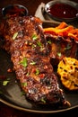 Delicious seasoned spicy portion of spare ribs Royalty Free Stock Photo