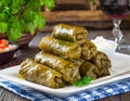 A delicious serving of homemade dolmades, presented with elegance and ready to enjoy Royalty Free Stock Photo