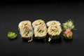 Delicious set Japanese sushi rolls. Royalty Free Stock Photo