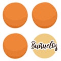 Delicious set with three round fritters over white background, Vector illustration