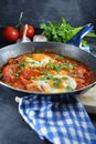 Traditional Eastern Shakshouka - Eggs Poached in Tomato Sauce