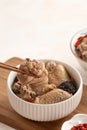 Delicious shiitake mushroom chicken soup, traditional Taiwanese soup Royalty Free Stock Photo