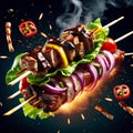 Untitled design - 1Delicious shish kebab is a skewered roasted meat dish, grilled over charcoal or wood,