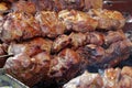 Delicious shish kebabs broils in barbecue Royalty Free Stock Photo