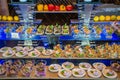 Delicious short eats arranged on the desk in the small glass bowls in the buffet