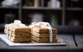 Delicious shortbread on a wooden background