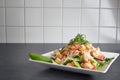 Delicious shrimp ceasar salad on a plate Royalty Free Stock Photo