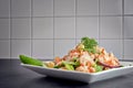 Delicious shrimp ceasar salad on a plate Royalty Free Stock Photo