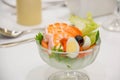 Delicious shrimp cocktail salad in glass Royalty Free Stock Photo