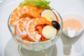 Delicious shrimp cocktail salad in glass Royalty Free Stock Photo