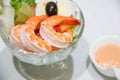 Delicious shrimp cocktail salad in glass Royalty Free Stock Photo