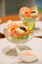 Delicious shrimp cocktail salad in glass Royalty Free Stock Photo