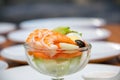 Delicious shrimp cocktail salad in glass Royalty Free Stock Photo