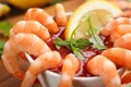 Delicious shrimp cocktail with tomato sauce