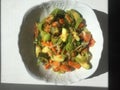Simple and healthy salad, hot, bio, made by hand
