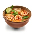 Delicious Singaporean Laksa with Shrimp and Noodles in a Bowl.