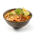 Delicious Singaporean Laksa with Shrimp and Noodles in a Bowl.