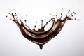 Delicious single splash of chocolate flying mid air isolated on a clean white background